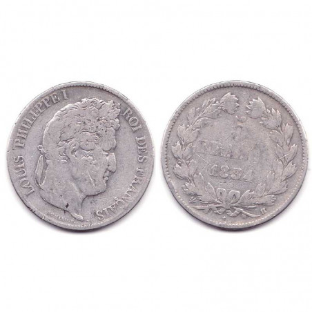 5 francs Louis Philippe 1834 H Argent ( 002 )