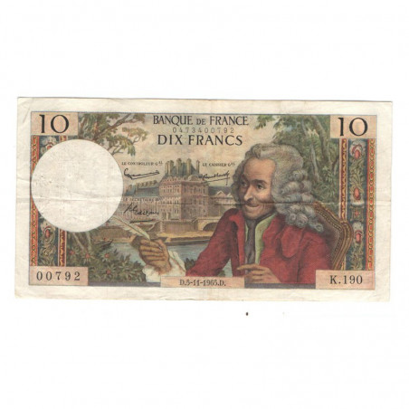 10 Francs Voltaire 05/11/1965 TTB ( 419 )