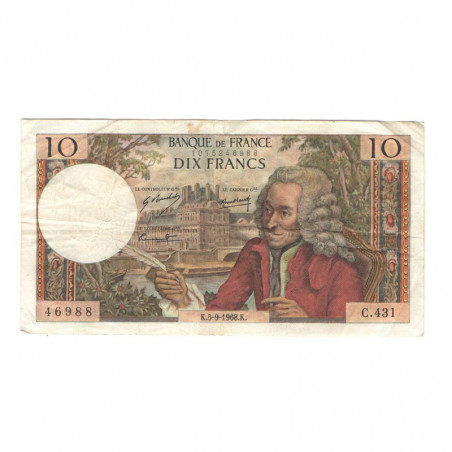 10 Francs Voltaire 05/09/1968 TTB ( 435 )