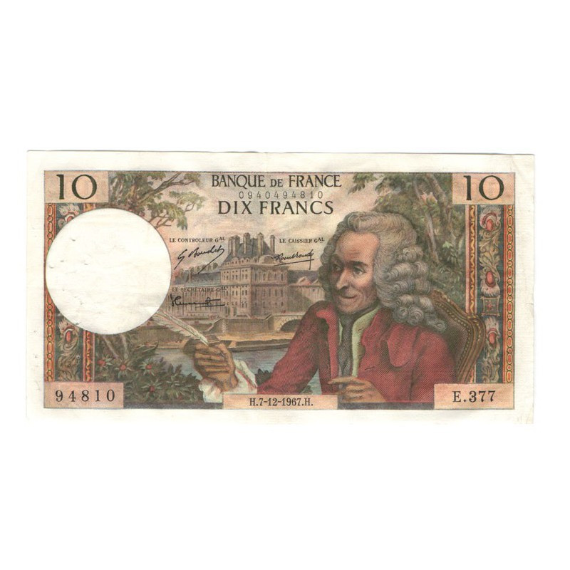 10 Francs Voltaire 07/12/1967 TTB + ( 445 )