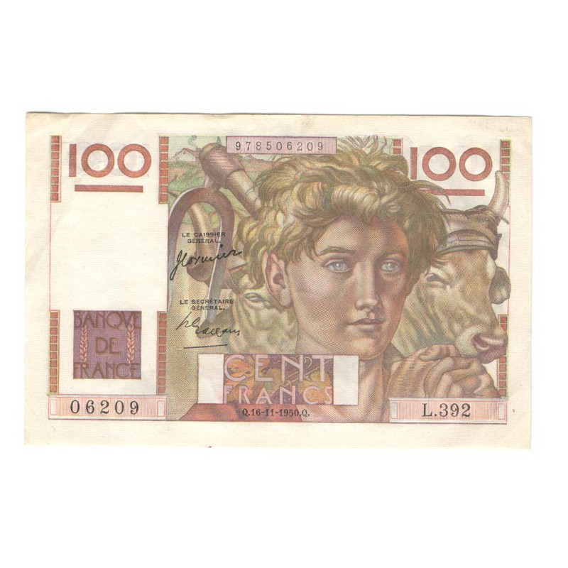 100 Francs Jeune Paysan 16/11/1950 SUP + ( 626 )