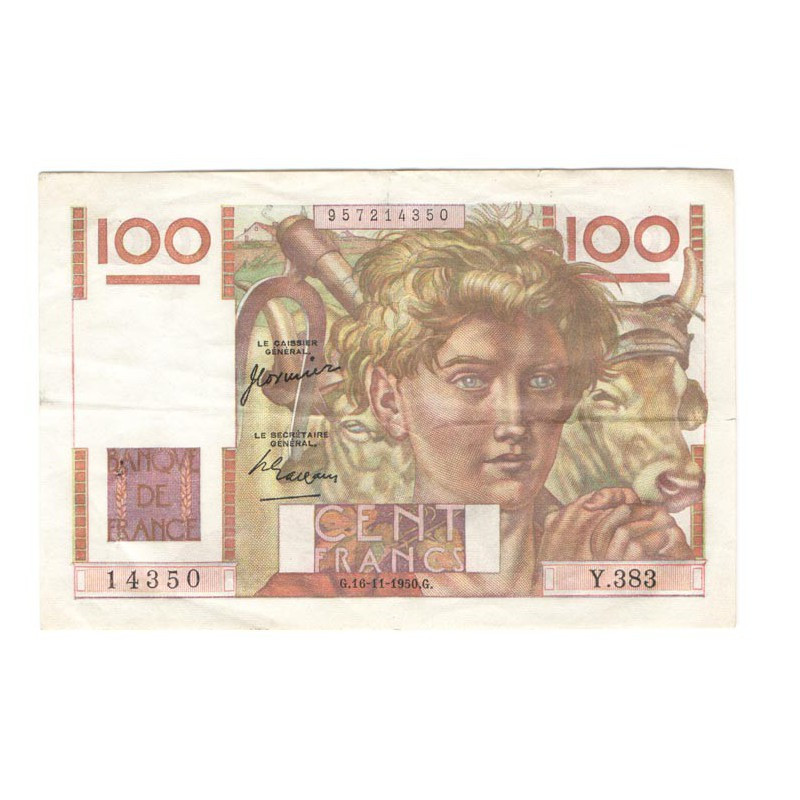 100 Francs Jeune Paysan 16/11/1950 SUP ( 627 )