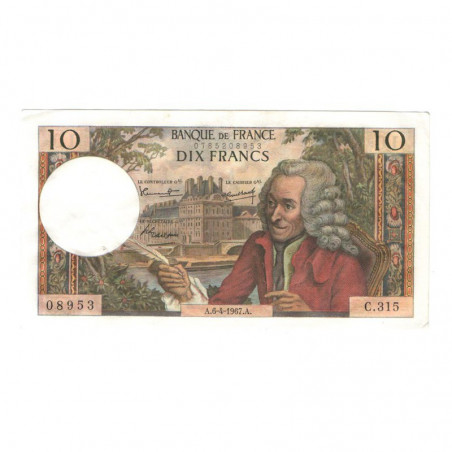 10 Francs Voltaire 06/04/1967 SUP ( 637 )