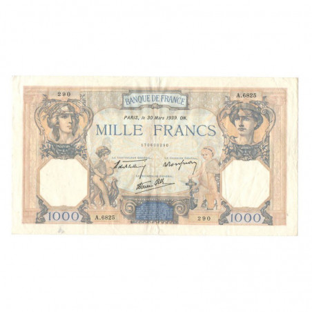 1000 Francs Ceres et Mercure 30/03/1939 SUP-  ( 685 )