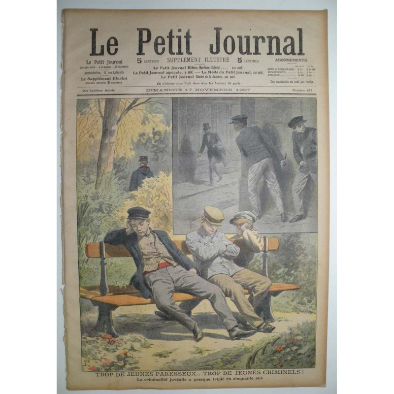 Le Petit Journal 1907 N° 887 jeunes paresseux
