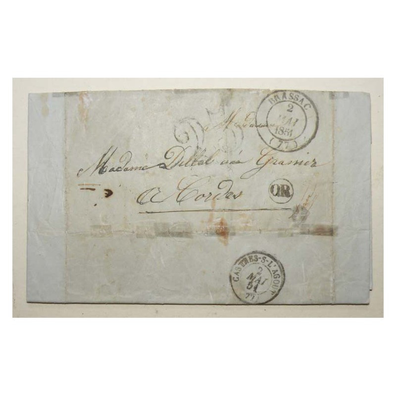 Marque Postale 1851 Brassac pour Cordes ( 042 )