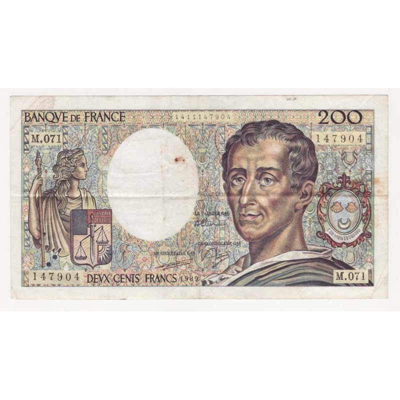 200 Francs Montesquieu 1989 M071 TTB ( 313 )