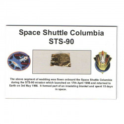 Carte / presentoir avec un fragment Original Nasa STS- 90 ( 006  )