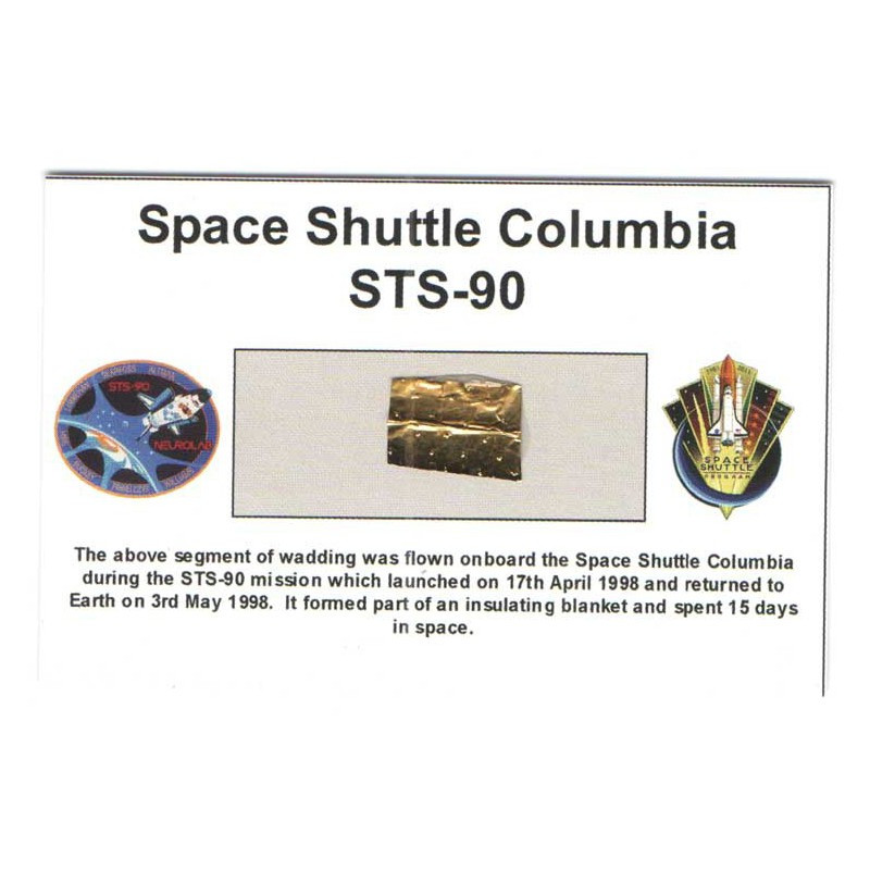Carte / presentoir avec un fragment Original Nasa STS- 90 ( 007 )