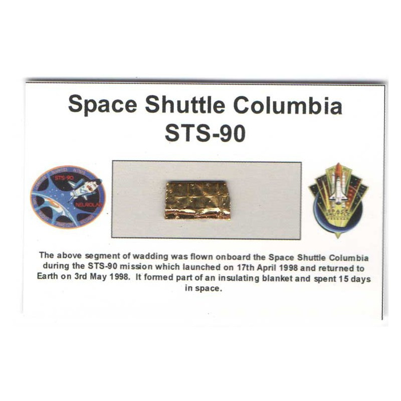 Carte / presentoir avec un fragment Original Nasa STS- 90 ( 010 )