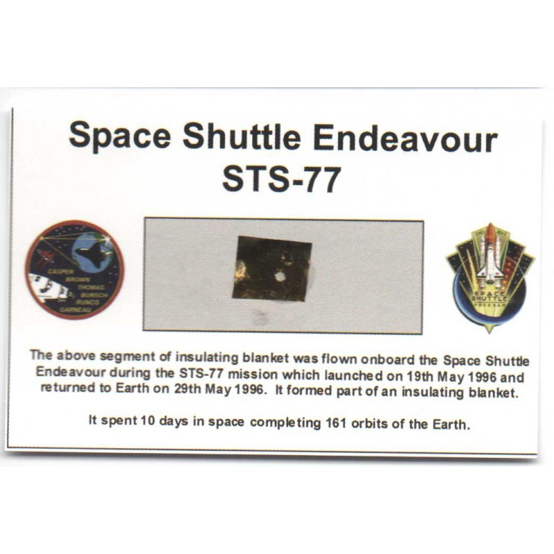 Carte / presentoir avec un fragment Original Nasa STS- 77 (  018 )