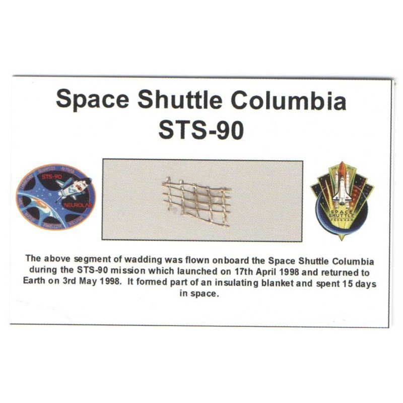 Carte / presentoir avec un fragment Original Nasa STS- 90 ( 026 )