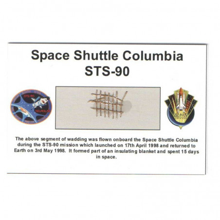 Carte / presentoir avec un fragment Original Nasa STS- 90 ( 028 )