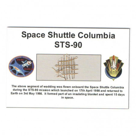 Carte / presentoir avec un fragment Original Nasa STS- 90 ( 029 )