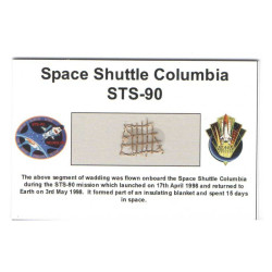Carte / presentoir avec un fragment Original Nasa STS- 90 ( 030 )