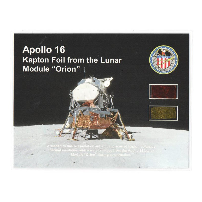 Carte / presentoir avec 2 fragments Originaux Nasa Apollo 16 ( 034 )