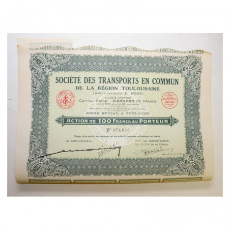 Action ancienne: Sté des transports en commun de Toulouse F.Pons ( 454 )