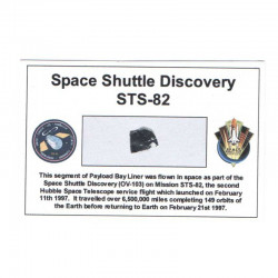 Carte / presentoir avec un fragment Original Nasa STS- 82 ( 045 )