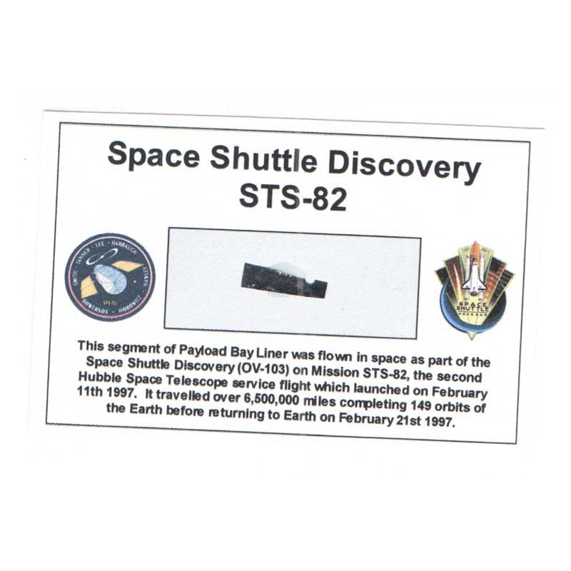Carte / presentoir avec un fragment Original Nasa STS- 82 ( 046 )