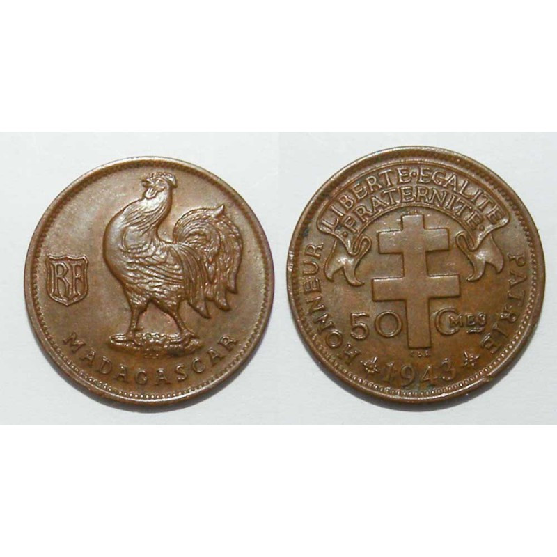 50 cents 1943 Bronze Madagascar