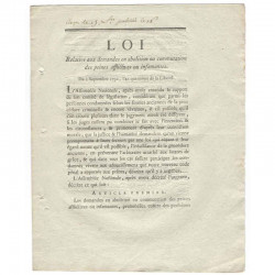 Loi Revolutionaire - Abolition des peines - 1792  - Louis XVI ( 014 )