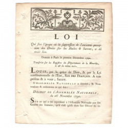 Loi Royale - Huiles et savons  - 1790  - Louis XVI ( 092 )