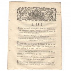 Loi Royale - Imposition - 1791  - Louis XVI ( 037 )