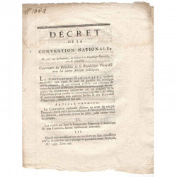 Decret de la convention nationale - republique Francaise - 1793  - Louis XVI ( 070 )