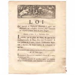 Loi Royale - Enfants trouvés - 1791 - Louis XVI ( 007 )