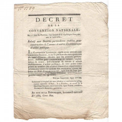 Decret de la convention nationale - Construction de Canaux - 1793  - Louis XVI ( 069 )