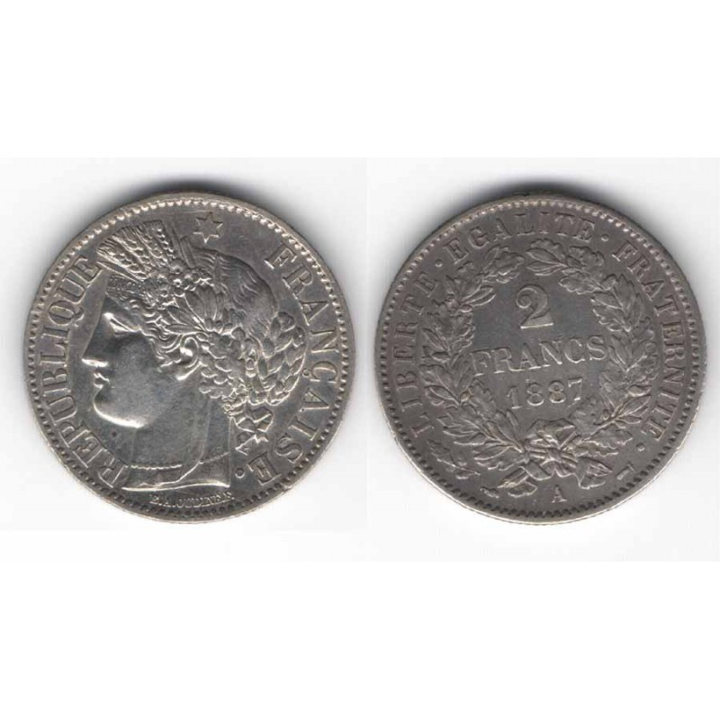 1 piece de 2 francs Ceres Argent 1887 A ( 009 )