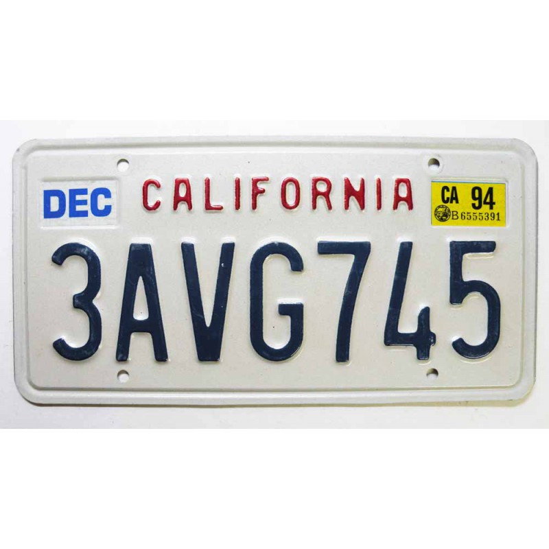 Plaque d Immatriculation USA - California 1994 ( 738 )