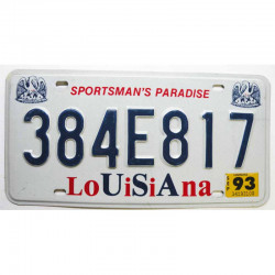 Plaque d Immatriculation USA - Louisiana 1993 ( 786 )