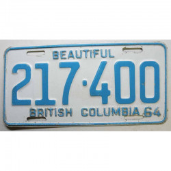 Plaque d Immatriculation British Columbia 1964 ( 1269 )