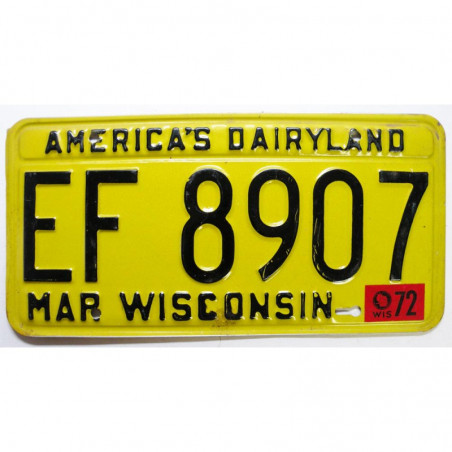 Plaque d Immatriculation USA - Wisconsin 1972 ( 224 )