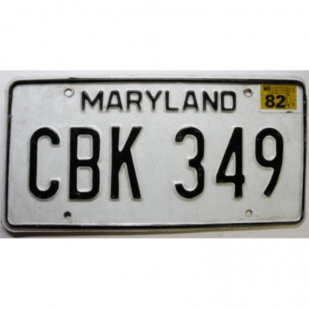 Plaque d Immatriculation USA - Maryland 1982 ( 231 )