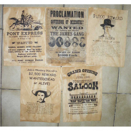 Lot 5 affiches USA Western , Cowboys ( 017 )