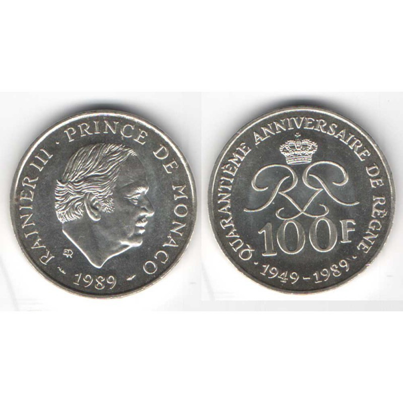100 Francs Argent SAS Rainier III Monaco 1989