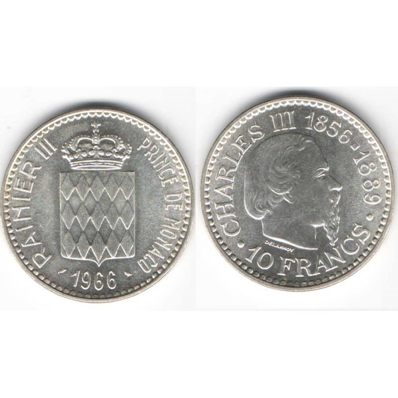 10 Francs Argent SAS Rainier III Monaco 1966