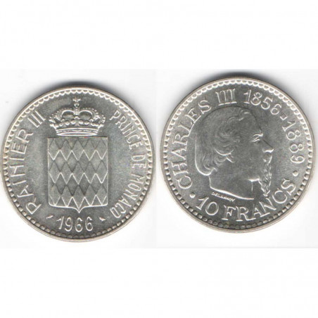 10 Francs Argent SAS Rainier III Monaco 1966