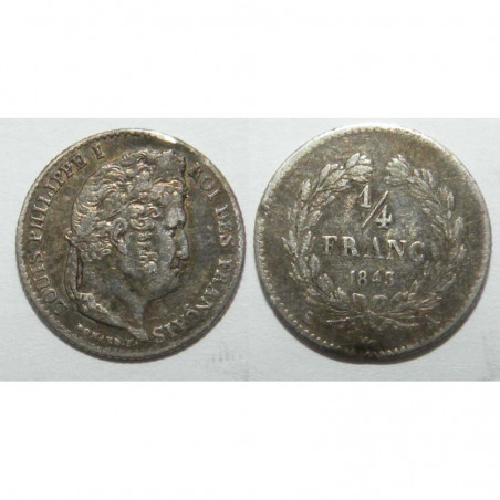 1/4 de Franc Louis Philippe 1843 A Argent ( 001 )