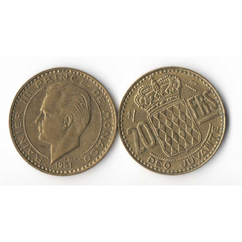 20 Francs 1951 Monaco Rainier III
