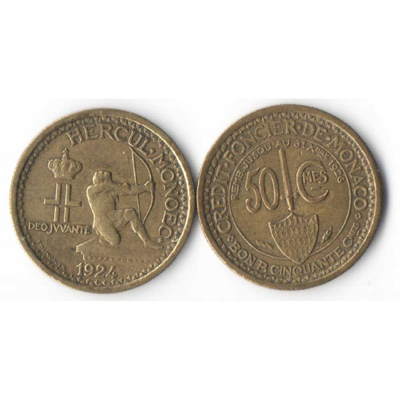 50 centimes credit foncier 1924 Monaco Louis II