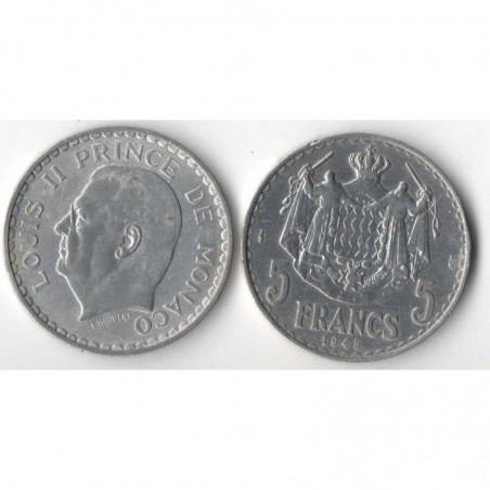 5 Francs 1945 Monaco Louis II