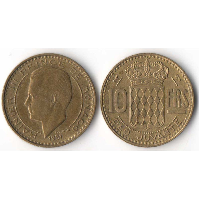 10 Francs 1951 Monaco Rainier III