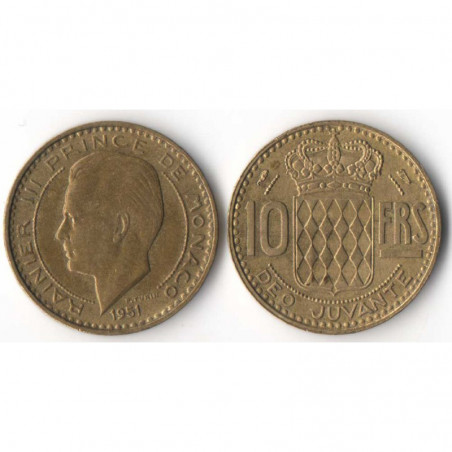 10 Francs 1951 Monaco Rainier III