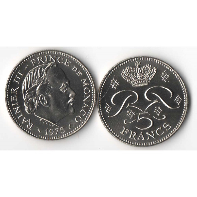 5 Francs 1975 Monaco Rainier III