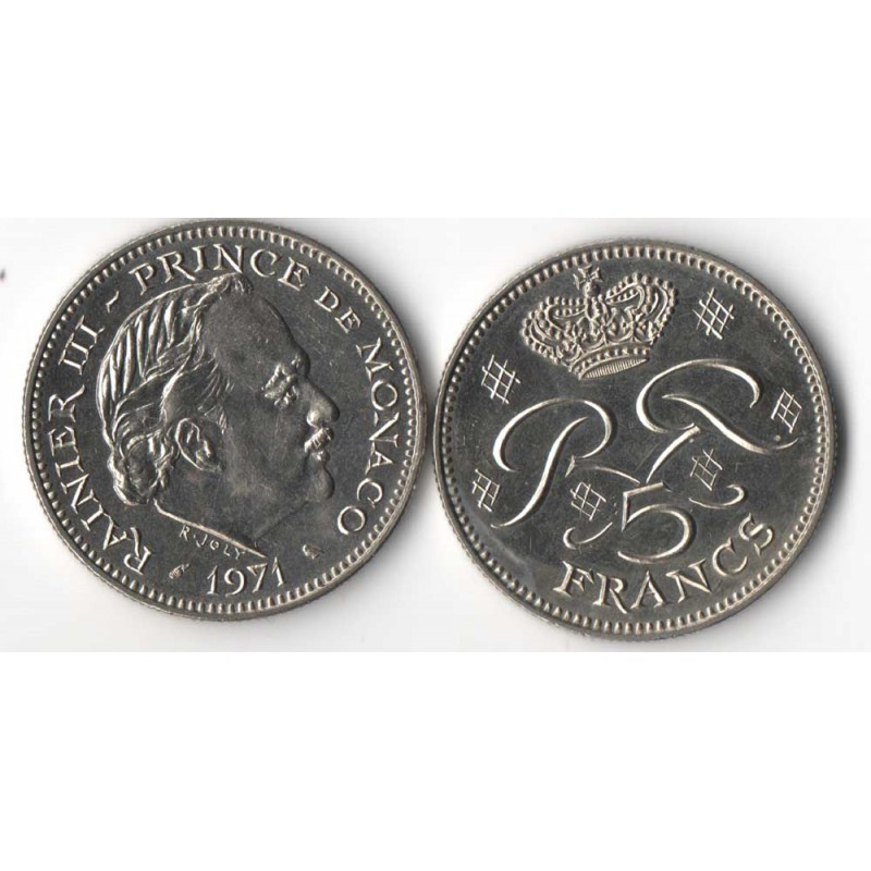5 Francs 1971 Monaco Rainier III
