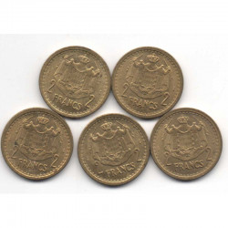 lot 5 pieces de 2 Francs 1943 Monaco Louis II ( L 004 )