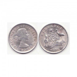 6 pence Australie Argent 1963 ( 001 )